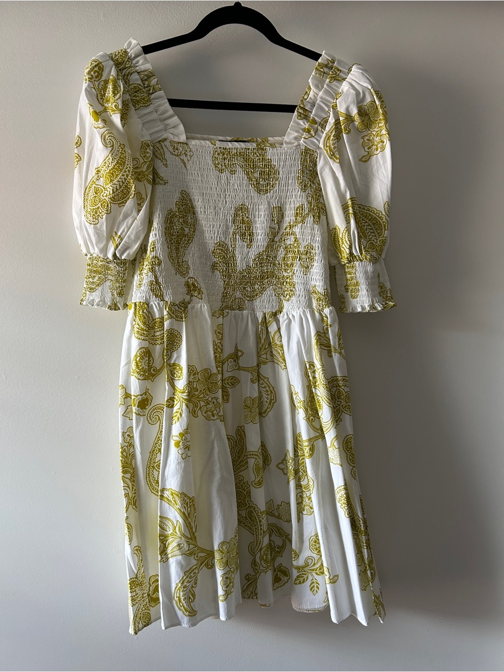 1 State-Paisley Smocked Midi Dress Size S